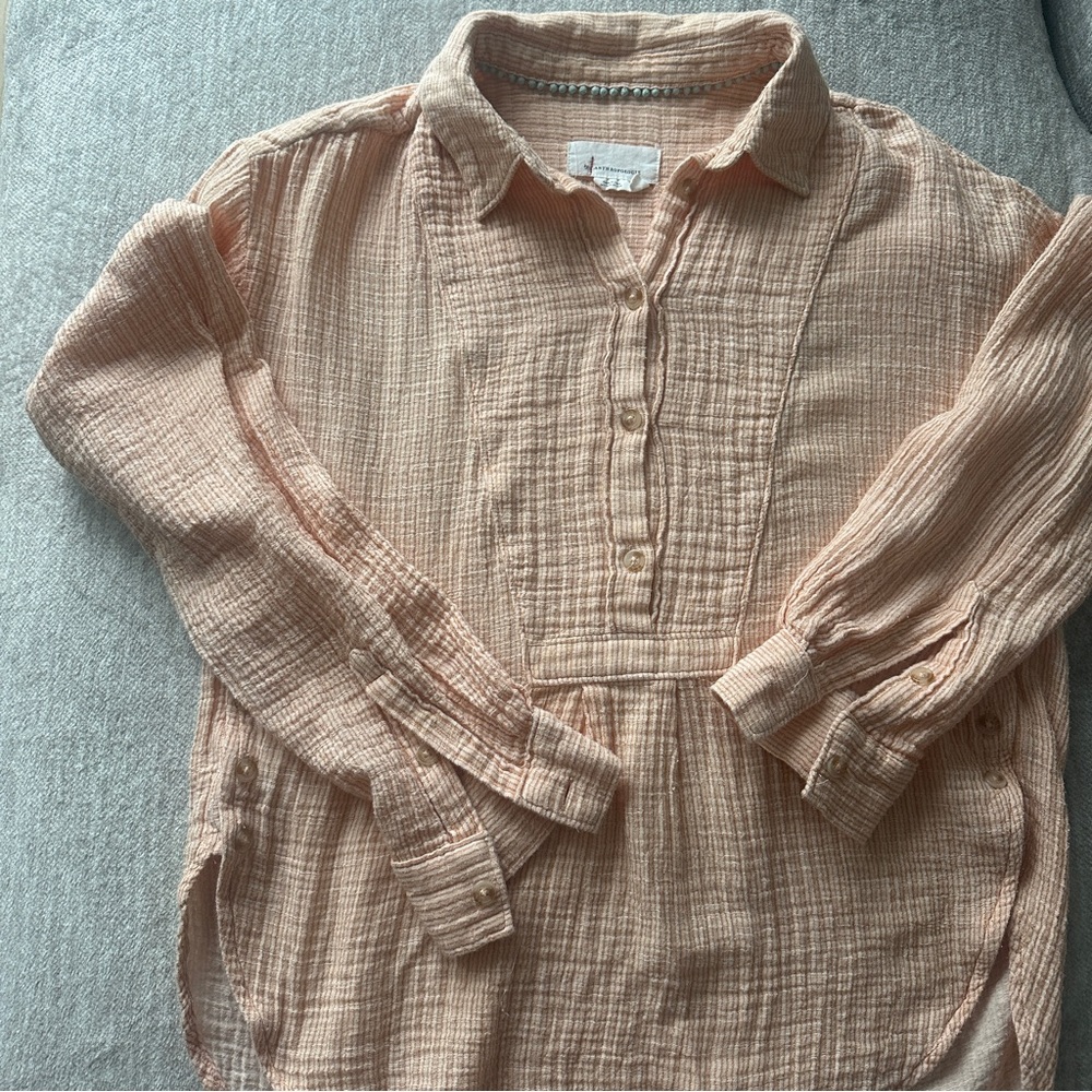 Anthropologie Light Coral Textured Shirt